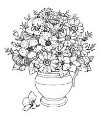 Раскраска ваза с цветами полевые цветы 