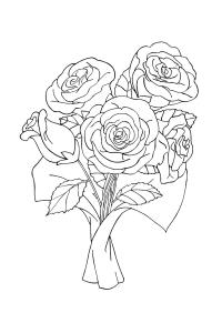 Раскраска розы в подарок букет роз 