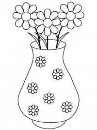 Ромашки в вазе с цветочным рисунком 