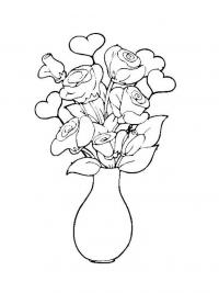 Розы с сердечками в вазе 