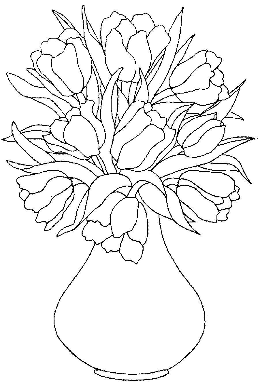 Раскраска Букет из тюльпанов | Бесплатные раскраски, Раскраски, Цветы