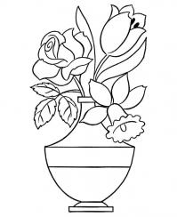 Роза, нарцисс, тюльпан в необычной вазе 