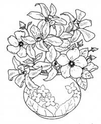 Цветы в вазе с цветочным узором 