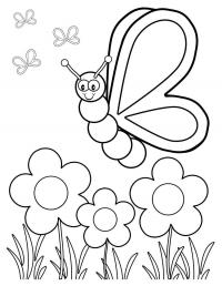 Бабочка над полем подсолнухов 