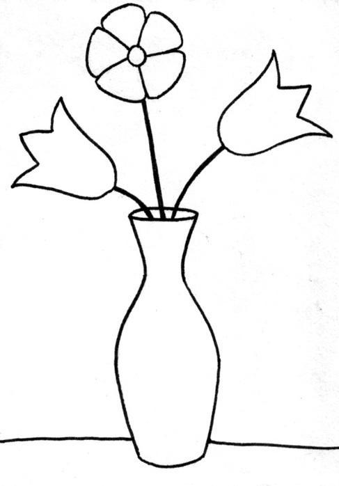 Простой рисунок цветов в вазе