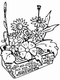Цветы в плетеной корзинке 