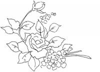 Трафарет цветка розы с бутонами и маленьками цветами 