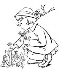 Девочка собирает полевые цветы 