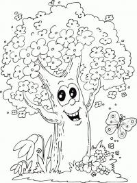 Сказочное счастливое дерево и бабочка 